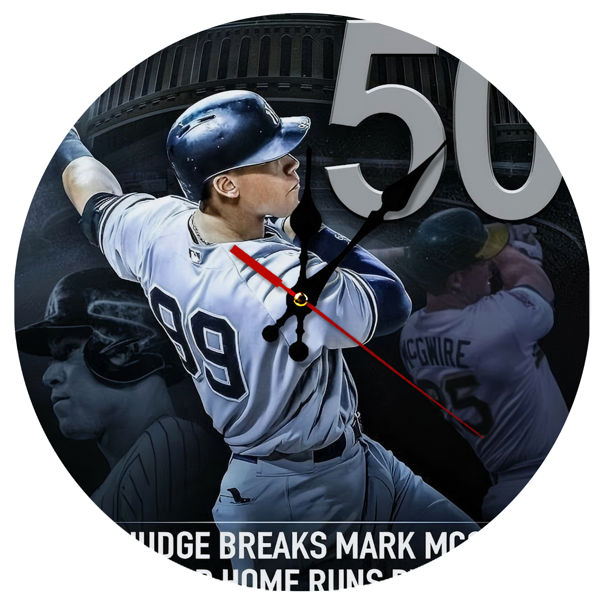 Aaron Judge 50 Home Runs 6 Silent Round Wall Clock – Modern & Stylish DIY Design, Durable Wood Construction, Easy To Install – Perfect For Office, Bedroom, Living Room, And More